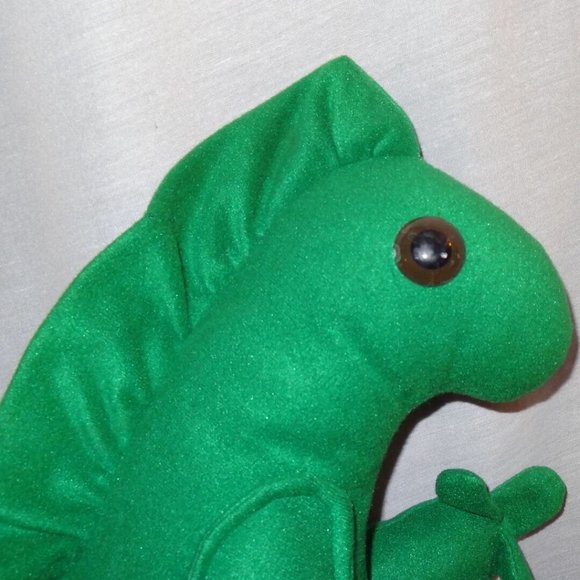 Dinosaur Green Felt Handmade Plush Stuffed Animal - Picture 2 of 8